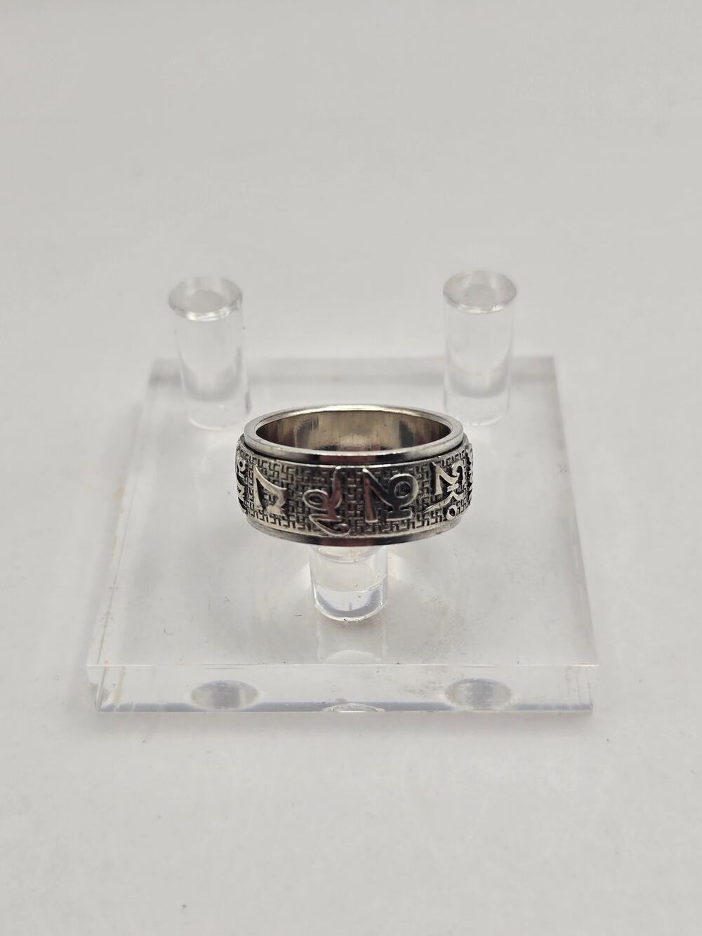 Spinner Mantra Ring 10mm Wide Silver Rotating Band